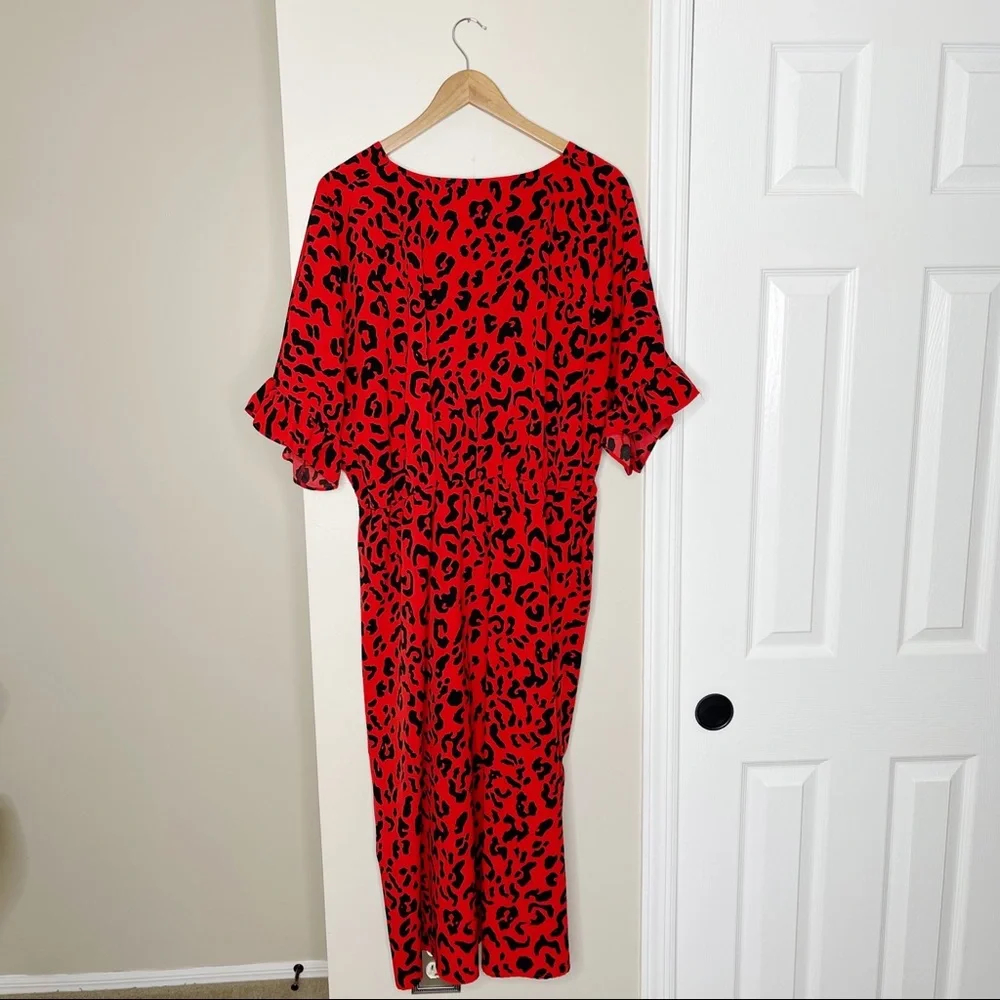 Who What Wear Flutter Elbow Sleeve Animal Print Dress - Picture 7 of 7
